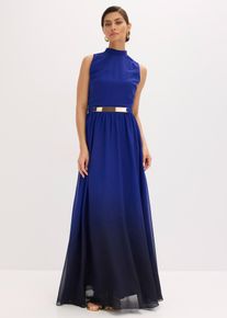 bonprix Chiffonkleid mit Kragen und Accessoire, blau, Gr.50, Chiffonkleid mit Kragen und Taillen-Einsatz