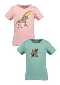 T-Shirt Blue Seven "Blue Seven 2er Pack M&auml;dchen T-Shirts mit Pferden", M&auml;dchen, Gr. 104, m001, multipack 1, 100% Baumwolle, normal, Rundhals, Shirts T-Shirt