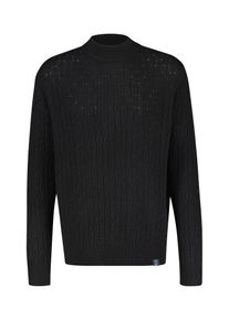 Strickpullover Lerros "Cable-Strickpullover mit Turtleneck", Herren, Gr. XL, schwarz, 88% Schurwolle, 12% Kaschmir, Rundhals, Pullover Strickpullover