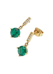Paar Ohrstecker Firetti "Schmuck Geschenk Silber 925 Ohrschmuck Ohrringe", gelbgoldfarben, kristallwei&szlig;, gr&uuml;n, kristallwei&szlig;, gr&uuml;n, Ohrringe, Damen, Silber 925 (Sterlingsilber), Paar Ohrstecker, mit Zirkonia (synth.), Zirkonia (synth.)