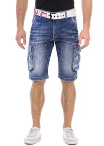 Cipo & Baxx Jeansshorts CIPO & BAXX, Herren, Gr. 29, N-Gr, blau, Denim/Jeans, Obermaterial: 98% Baumwolle, 2% Elasthan, Abriebeffekte, Destroyed-Effekte, normal kniebedeckend, Jeans Jeansshorts, in Denim, mit Cargotaschen