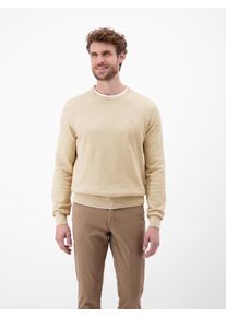 Strickpullover Lerros "Sportiver Strickpullover", Herren, Gr. 3XL, tender beige melange, 100% Baumwolle, Rundhals, Pullover Strickpullover