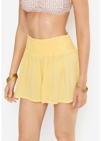 Strandshorts LSCN BY LASCANA, Damen, Gr. 46, N-Gr, pastel gelb, Cr&ecirc;pe, Obermaterial: 100% Viskose, unifarben, figurumspielend kurz, Hosen Strandshorts