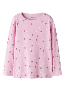 Langarmshirt name it "NMFDOTTIA LS SLIM TOP", M&auml;dchen, Gr. 116, pirouette, Rippware, Obermaterial: 95% Baumwolle, 5% Elasthan, bedruckt, gepunktet, figurbetont normal, Rundhals, Shirts Langarmshirt