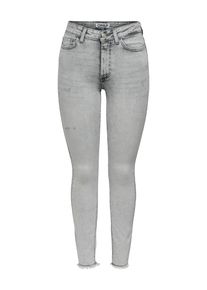 Skinny-fit-Jeans Only "ONLBLUSH HW ANK RW DESTROY SKINNY DNM", Damen, Gr. XL, L&auml;nge 30, light grau denim, Denim/Jeans, Obermaterial: 92% Baumwolle, 6% Elastomultiester, 2% Elasthan, Destroyed-Effekte, unifarben, skinny fit kn&ouml;chellang, Jeans Skinny-fit-Jeans, mit Destroyed Effekt