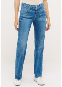 Bequeme Jeans Angels "Liz Modern", Damen, Gr. 48, L&auml;nge 28, light blau random used, Denim/Jeans, Obermaterial: 89% Baumwolle, 8% Polyester, 3% Elasthan, unifarben, relaxed fit lang, Jeans Bequeme Jeans, mit Stretch