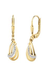 Paar Ohrh&auml;nger Firetti "Schmuck Geschenk Gold 333 Ohrschmuck Ohrringe Welle bicolor", gelbgoldfarben, wei&szlig;goldfarben, kristallwei&szlig;, kristallwei&szlig;, Ohrringe, Damen, Gelbgold 333, Paar Ohrh&auml;nger, mit Zirkonia (synth.)