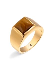 Siegelring Kuzzoi "Ring Siegelring Tigerauge Braun 925 Sterling Silber" Gr. 60, gold, Fingerringe, Herren, 60, Silber 925 (Sterlingsilber), Siegelring