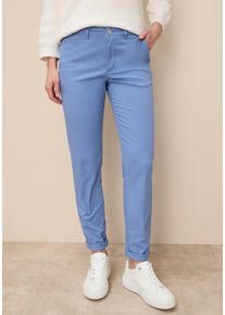 Chinohose Tamaris, Damen, Gr. 46, N-Gr, blaugrau, Web, Obermaterial: 98% Baumwolle, 2% Elasthan, unifarben, Basic, figurbetont kn&ouml;chelfrei, Hosen Chinohose, mit figurbetonter Passform, Topseller