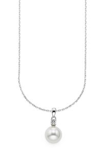 Kette mit Anh&auml;nger "Schmuck Geschenk Silberkette", silberfarben, kristallwei&szlig;, wei&szlig;, ANISTON JEWELRY & WATCHES, Halsketten, Damen, Perlen Silber 925 (Sterlingsilber), L: 45 B: 1mm, Perlen, Silber 925 (Sterlingsilber), Kette mit Anh&auml;nger, mit Zirkonia (synth.) - mit Muschelkernperle (synth.), B:1mm