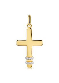 Kettenanh&auml;nger Firetti "Schmuck Geschenk Gold 333 Halsschmuck Anh&auml;nger Kreuz", gelbgoldfarben, wei&szlig;goldfarben, kristallwei&szlig;, kristallwei&szlig;, Schmuckanh&auml;nger, Damen, Gelbgold 333, 0,95 g, Kettenanh&auml;nger, mit Zirkonia (synth.)
