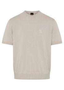 Kurzarmpullover BOSS Orange "Kanacho", Damen, Gr. M, open grau070, Strick, Obermaterial: 95% Baumwolle, 5% Kaschmir, unifarben, normal, Rundhals, Rippb&uuml;ndchen, Pullover Kurzarmpullover, mit Kaschmir-Anteil, Rundhals