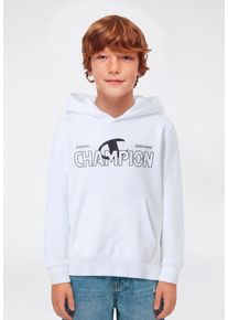 Kapuzensweatshirt Champion "Graphic Terry Hoodie", Jungen, Gr. XL (164/170), wht, Obermaterial: 54% Baumwolle, 46% Polyester, Sweatshirts Kapuzensweatshirt, f&uuml;r Kinder, sportlicher Stil, mit Kapuze, bequemer Schnitt