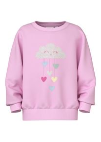 Sweatshirt name it "NMFVISUS LS RLX SWEAT UNB", M&auml;dchen, Gr. 122/128, pirouette print:sky hearts, Sweatware, Obermaterial: 100% Baumwolle, bedruckt, unifarben, bequem normal, Rundhals, Rippb&uuml;ndchen, Sweatshirts Sweatshirt
