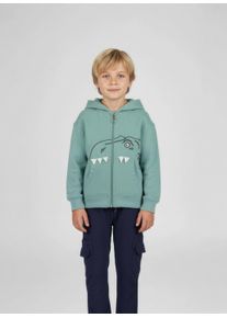 Kapuzensweatjacke Blue Seven, Jungen, Gr. 110, gletscher, Sweatware, Obermaterial: 100% Baumwolle, bedruckt, unifarben, Basic normal, Rundhals, Rippb&uuml;ndchen, Sweatjacken Kapuzensweatjacke