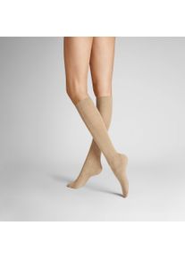 Kniestr&uuml;mpfe Hudson "Kniestrumpf Relax Cotton", Damen, Gr. 35-38, beige (beigemeliert 0723), Obermaterial: 97% Baumwolle CO. 3% Elasthan EL., Socken Kniestr&uuml;mpfe