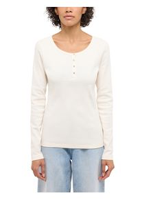 Langarmshirt Mustang "Damen Style Hope", Damen, Gr. L, sanftes wei&szlig;, Jersey, 100% Baumwolle, Rundhals, Shirts Langarmshirt