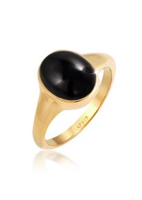 Siegelring Elli "Ring Siegelring Onyx Oval 925 Silber vergoldet" Gr. 56, gold, Fingerringe, Damen, 56, ohne Stein, Silber 925 (Sterlingsilber), 9mm, Siegelring