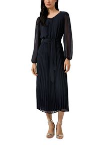 Meshkleid s.Oliver BLACK LABEL, Damen, Gr. 34, N-Gr, navy, Mesh;Web, Obermaterial: 100% Polyester, unifarben, k&ouml;rpernah 7/8-L&auml;nge, Rundhals, elastischer Bund, Kleider Meshkleid, mit seitlichem Bindeg&uuml;rtel