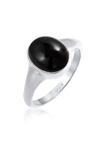 Siegelring Elli "Ring Siegelring Onyx Oval 925 Silber vergoldet" Gr. 52, silber, Fingerringe, Damen, 52, ohne Stein, Silber 925 (Sterlingsilber), 9mm, Siegelring