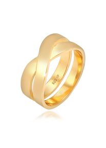 Silberring Kuzzoi "Ring Herren Bandring &Uuml;berkreuz Look 925 Silber" Gr. 62, gold, Fingerringe, Herren, 62, Silber 925 (Sterlingsilber), Silberring