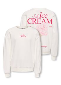 Sweatshirt KIDS Only "KOGPHILEA LIFE L/S LOOSE UB VD SWT", M&auml;dchen, Gr. 146/152, cloud dancer print:icecream, Sweatware, Obermaterial: 80% Baumwolle, 20% Polyester, bedruckt, regular fit normal, Rundhals, B&uuml;ndchen, Sweatshirts Sweatshirt, Baumwollmischung, regular fit