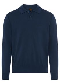 Polokragenpullover BOSS Orange "Asac", Damen, Gr. S, open blau464, Strick, Obermaterial: 85% Baumwolle, 15% Kapok, regular fit h&uuml;ftlang, V-Ausschnitt, B&uuml;ndchen, Pullover Polokragenpullover, mit Logo-Stickerei