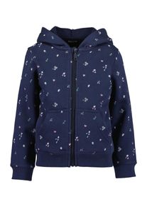 Kapuzensweatjacke Blue Seven, M&auml;dchen, Gr. 122, dk blau, Sweatware, Obermaterial: 80% Baumwolle, 20% Polyester, bedruckt, Basic normal, Rundhals, Rippb&uuml;ndchen, Sweatjacken Kapuzensweatjacke, allover bedruckt