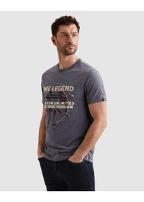 PME-Legend T-Shirt PME LEGEND "Short Sleeve R-Neck Heavy Jersey", Herren, Gr. XL, folkstone grau, Jersey, Obermaterial: 100% Baumwolle, bedruckt, regular fit h&uuml;ftbedeckend, Rundhals, Shirts T-Shirt, mit Print, Regular Fit
