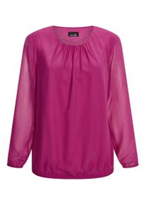 Klassische Bluse GOLDNER "Elegante Bluse aus Chiffon", Damen, Gr. 52, pink (beere), Obermaterial: 67% Polyester PES. 30% Viskose CV. 3% Elasthan EL., Modisch, Blusen Klassische Bluse, Rundhalsausschnitt