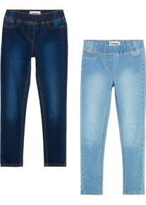 Jeansjeggings bonprix, M&auml;dchen, Gr. 158, N-Gr, blau (dunkelblau denim, hellblau denim), Obermaterial: 82% Baumwolle, 17% Polyester, 1% Elasthan, skinny fit, Jeans Jeansjeggings, Skinny Fit, mit angedeuteten Taschen