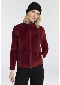 Fleecejacke Killtec "KOW 6 WMN KNTFLC JCKT", Damen, Gr. 42, rot (weinrot), Obermaterial: 100% Polyester, Jacken Fleecejacke, &Uuml;bergangsjacke, windabweisend, mit Stehkragen