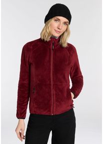 Fleecejacke Killtec "KOW 6 WMN KNTFLC JCKT", Damen, Gr. 44, rot (weinrot), Obermaterial: 100% Polyester, Jacken Fleecejacke, &Uuml;bergangsjacke, windabweisend, mit Stehkragen