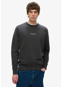 Sweatshirt Superdry "MICRO LOGO CREW", Herren, Gr. XL, schwarz (washed schwarz), angeraute Sweatware, Obermaterial: 80% Baumwolle, 20% Polyester, unifarben, relaxed fit h&uuml;ftlang, Rundhals, Rippb&uuml;ndchen, Sweatshirts Sweatshirt
