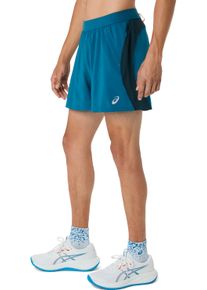 Laufshorts asics "ROAD 5IN SHORT", Herren, Gr. XL, N-Gr, tranquil teal, schwarz teal, yamabuki, Obermaterial: 100% Polyester, Hosen Laufshorts