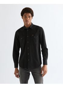 Langarmhemd Wrangler "WESTERN SHIRT", Damen, Gr. XXL, N-Gr, rinse_schwarz, Web, Obermaterial: 100% Baumwolle, regular fit normal, &Auml;rmel mit &Auml;rmelschlitz Manschette mit Druckkn&ouml;pfen, Hemden Langarmhemd