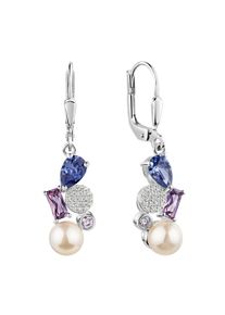 Paar Ohrh&auml;nger Firetti "Schmuck Geschenk Silber 925 Ohrringe Baguette Kreis Tropfen", silberfarben, lavendel, tanzanite, lila, kristallwei&szlig;, wei&szlig;, lavendel, tanzanite, lila, kristallwei&szlig;, Ohrringe, Damen, 5,5mm, Perlen Silber 925 (Sterlingsilber), Perlen, Silber 925 (Sterlingsilber), Paar Ohrh&auml;nger, mit Zirkonia (synth.) - mit S&uuml;&szlig;wasserzuchtperle