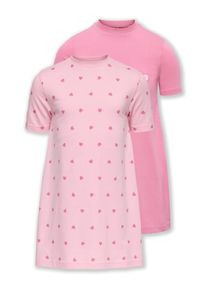 Nachthemd KIDS Only "KMGRILA 2-P SS NIGHTWEAR DRESS JRS", M&auml;dchen, Gr. 92, N-Gr, romance rose pack:aop heart, cashmere, cashmere rose detail heart, Jersey, Obermaterial: 100% Baumwolle, bedruckt, gepunktet, unifarben, Basic ca. Mitte Oberschenkel, Rundhals, Kleider Nachthemd