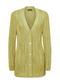 Strickjacke GOLDNER "Kurzgr&ouml;&szlig;e Strickjacke mit Kn&ouml;pfen", Damen, Gr. 22, gr&uuml;n (hellgr&uuml;n), Obermaterial: 50% Baumwolle CO. 50% Polyacryl PAN., Tubular, Strickjacken Strickjacke, Knopf