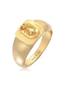 Siegelring Kuzzoi "Ring Siegelring Wappen Pinky Klassik 925 Silber" Gr. 52, gold, Fingerringe, Herren, 52, ohne Stein, Silber 925 (Sterlingsilber), 10mm, Siegelring