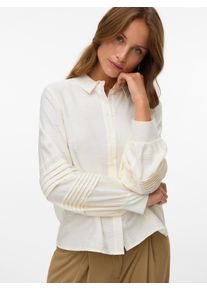 V&eacute;ro Moda Langarmbluse VERO MODA "VMISELA L/S SHIRT WVN BTQ GA", Damen, Gr. M, cloud dancer, Web, Obermaterial: 90% Viskose, 10% Nylon, gepflegt, unifarben, regular fit h&uuml;ftbedeckend, angesetztes B&uuml;ndchen, Blusen Langarmbluse