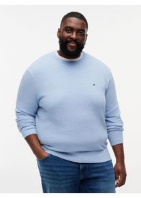 Tommy Hilfiger Big & Tall Rundhalspullover "ESSENTIAL STRUCTURE CREW NECK", Herren, Gr. XXL, vessel blau heather, Strick, Obermaterial: 100% Baumwolle, TOMMY HILFIGER BIG & TALL, unifarben, regular fit normal, Rundhals, eingesetzt Rippb&uuml;ndchen, Pullover Rundhalspullover, Gro&szlig;e Gr&ouml;&szlig;en, regular fit