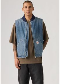 Levi's Jeansweste LEVI'S "SANSOME", Damen, Gr. S, sunburnt vest, Denim/Jeans, Obermaterial: 100% Baumwolle, h&uuml;ftbedeckend, Rundhals, Westen Jeansweste, mit Rei&szlig;verschluss