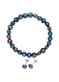 Valero Pearls Halskette - Sterling Silber Perlen-Set S&uuml;&szlig;wasser-Zuchtperle - Gr. unisize - in Blau - f&uuml;r Damen