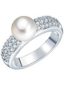 Valero Pearls Ring - Sterling Silber Perlen-Ring Zirkonia S&uuml;&szlig;wasser-Zuc - Gr. 52 - in Silber - f&uuml;r Damen