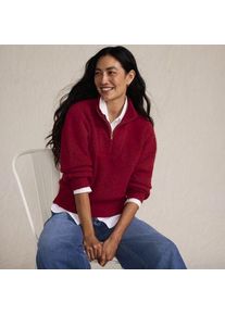 LANDS' END Flauschiger Troyer-Pullover, Damen,  Rot, Elasthan/Polyester-Mischung/Nylon-Mischung, by Lands' End