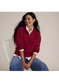LANDS' END Flauschiger Troyer-Pullover, Damen,  Rot, Elasthan/Polyester-Mischung/Nylon-Mischung, by Lands' End