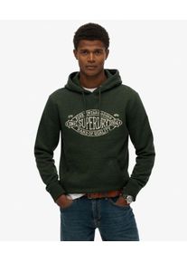 Superdry Herren Baumwolle Gesticktes Logo Outdoor Co Entspannter Kapuzenpullover, Gr&uuml;n & Creme - Gr&ouml;&szlig;e: L 10406065019226DT003