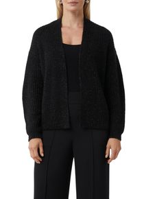 Strickjacke comma, Damen, Gr. 44, schwarz, Strick, Obermaterial: 37% Baumwolle, 24% Polyacryl, 24% Polyamid, 15% metallisierte Fasern, unifarben, l&auml;ssig geschnitten h&uuml;ftbedeckend, Rundhals, B&uuml;ndchen, Strickjacken Strickjacke, mit Glitzerf&auml;den, ohne Verschluss
