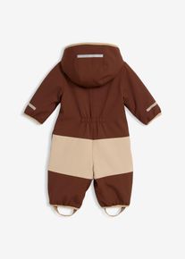 bonprix Softshell Overall mit Teddyfleece und Kapuze, braun, Gr.98, Softshell-Winteranzug f&uuml;r Babys mit reflektierendem B&auml;rchen-Aufdruck, aus Fleece,Softshell